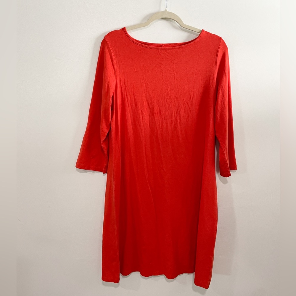 Garnet Hill Orange Midi Cotton Dress Size Large